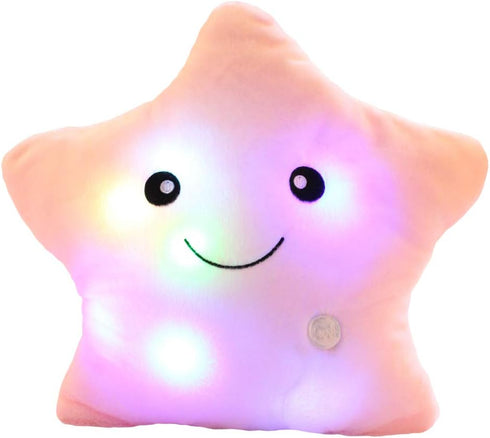 sofipal Creative Twinkle Star Shaped Plush Pillow, LED Night Light Glowing Cushions Stuffed
