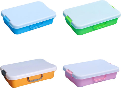 Xinsheinelry Set Box,Stackable Sand Tray with Lid Stickers Portable Sensory Bin for Kids Art Storage Blue Green