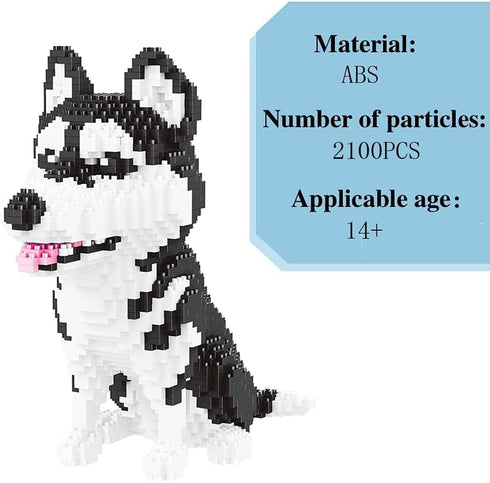 Mini Dog Building Blocks Pet Building Toy Bricks Micro Mini Blocks 3D Puzzle Building Blocks Set Toys Gifts for Kids or Adult Husky(Big) 1900PCS