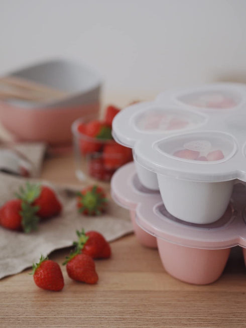 3 oz BEABA Multiportions Premium Quality Silicone Baby Food Freezer Tray with Clip On Lid, Baby Food Storage Container