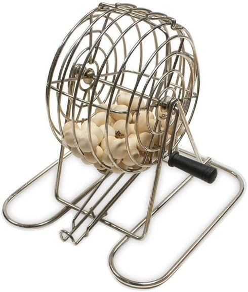 WE Games Retro Bingo Game Set with Metal Rotary Cage, Deluxe Wooden Master Board, Family Games