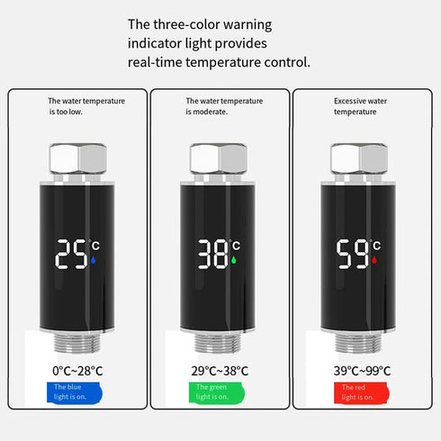 Generic G1/2 LED Shower Head with Real-Time Water Temperature Display, for Hydro Power Generation, Color Indicator
