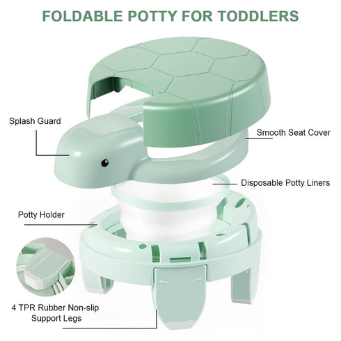 YJFHHH 20 Potty Training Toilet Seat Portable Travel Potty Folding Kids Potty Chair with Storage Bag and Liners