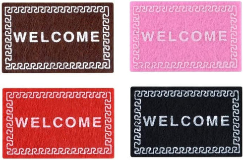 Dollhouse Rugs, 4 Pcs Miniature Welcome Carpets, 1:12 Scale Doormat Carpet for House Decoration