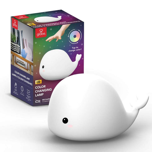 Globe Electric Multicolor Changing Integrated LED Night Light for Baby and Kids Rooms (Wally The Whale)