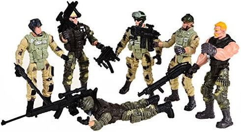 PowerTRC US Army Men SWAT Team Soldiers Military Toys Action Figures with Weapons, 12 Pcs Play Set for Kids