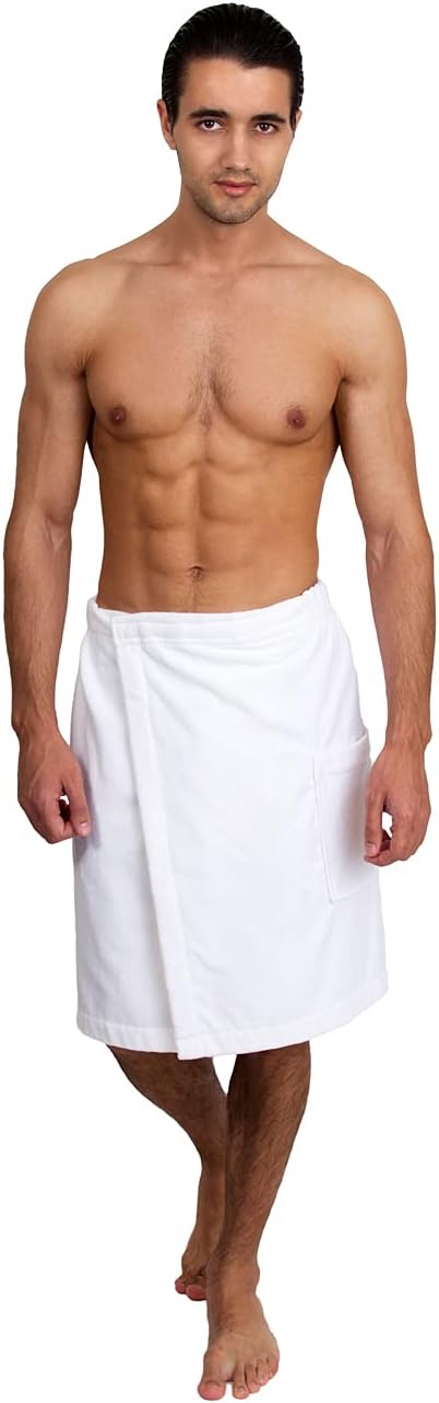 TowelSelections Mens Cotton Shower Wrap Adjustable Terry Velour Spa Bath Towel Wrap