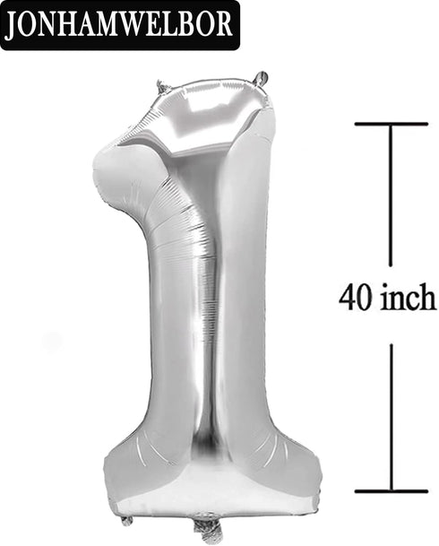 Jonhamwelbor Giant Silver Number Balloons, 16 Foil Mylar Balloons for Sweet 16th Birthday Party Supplies