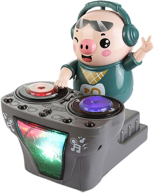 DJ Pig - Funny Musical Toy for Toddlers, Scratch DJing Pig with Dynamic Music and Colorful Lights