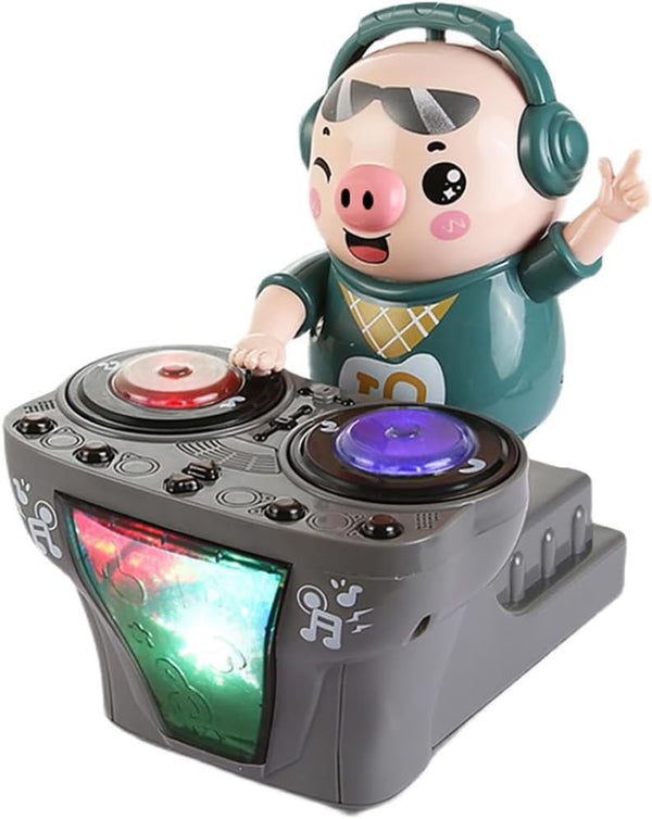 DJ Pig - Funny Musical Toy for Toddlers, Scratch DJing Pig with Dynamic Music and Colorful Lights