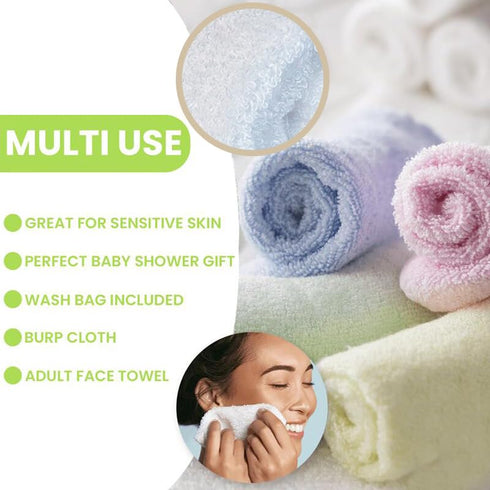 Set 6 elves Bamboo Viscose Washcloth Baby of - Ultra Soft Wash Cloths for Face and Body - Small Face Towel for Baby