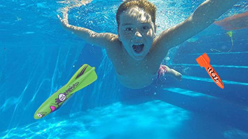 ZHFUYS Diving Pool Toy, Underwater Swimming Throwing Diving Torpedo Shark, 4 Pack