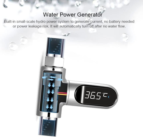 Lithx 360 0~100 Shower Thermometer, LED Digital Display Bath Water Thermometer Celsius Rotating Screen Baby Fahrenheit