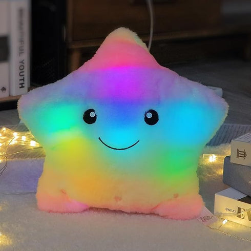 13" Cuteoy Musical Rainbow Star Plush Pillow Glowing Twinkle Night Light Stuffed Animal LED Toys Adjustable Volume