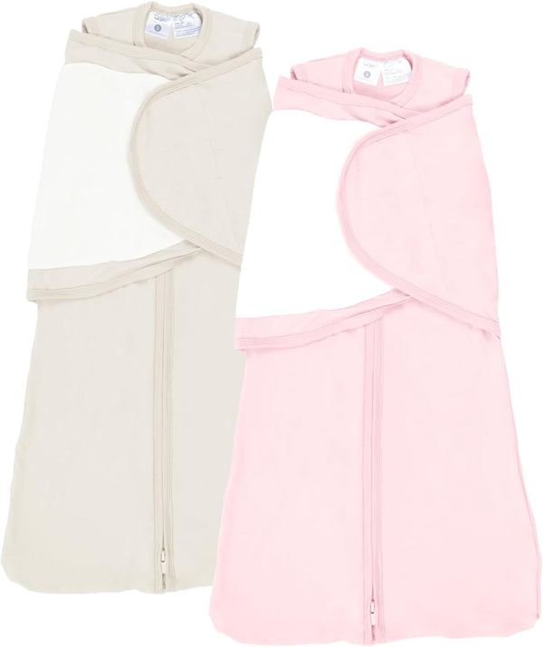 2-Pack 0.5 TOG Newborn Sleep Sack, All-in-One Swaddle Wrap with Silent Velcro