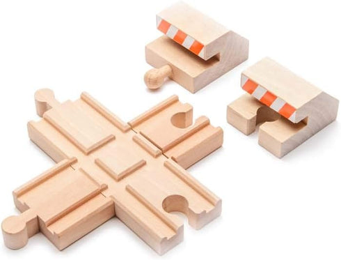 2 maxim enterprise, inc. Wood Intersection Track with Buffer Stops, Wooden Track Accessories for Toy Train, Red
