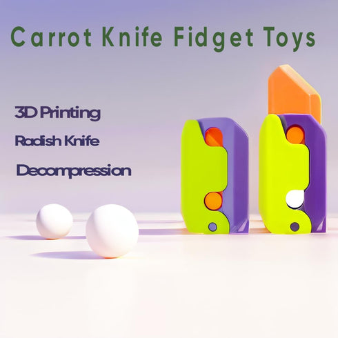 ToySupplyFun 3D Printing Fidget Knife Toy for Adults - Funny Plastic EDC Carrot Knife Toy - Sensory Toys Anxiety Stress