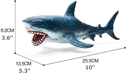 Gemini&Genius Sea Animal Great White Shark Action Figure - Megalodon Shark Model Toy, Soft Rubber Realistic Ocean Shark