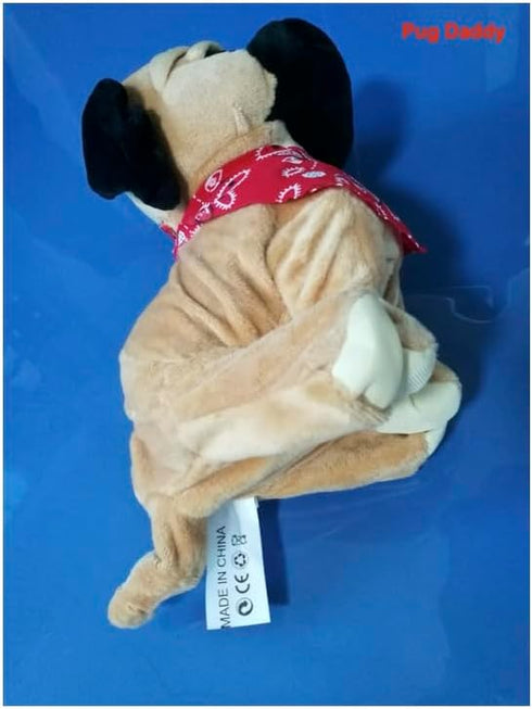 Set WEofferwhatYOUwant Pug Daddy & Pug Puppy Electronic Interactive Plush Dog Toys with Tricks, Barking, Walking Touch