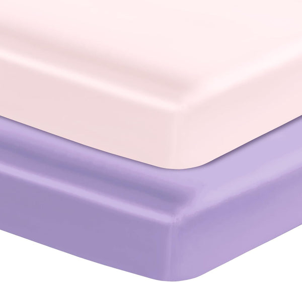 Entisn Satin Crib Sheets 2 Pack, 28 x 52 x 8 Inch
