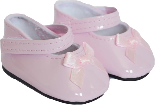 18 Inch Doll Shoes-Pink Bow Mary Janes Fits 18 Inch Girl Dolls and 15 Inch Baby Dolls