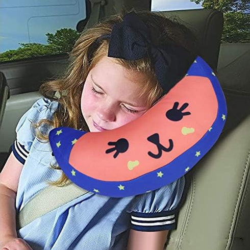 Kids Car Seat Neck Support Pillow - Soft Seat Belt Cushion Pad, Travel Headrest Cover for Car, Airplane, Pushchair