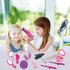Little Girls Beauty Hair Salon Toy Kit with Toy Hairdryer, Mirror & Accessories, Makeup Set