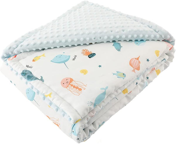 JHION Baby Blanket for Boys Girls, Double Layer Soft Plush Blanket Thicken Warm