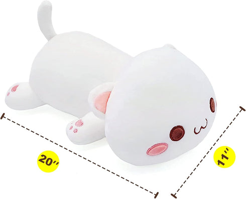 Onsoyours Cute Kitten Plush Toy - 20" Soft Stuffed Animal Pet Kitty, Large Anime Cat Pillow for Kids (White A)