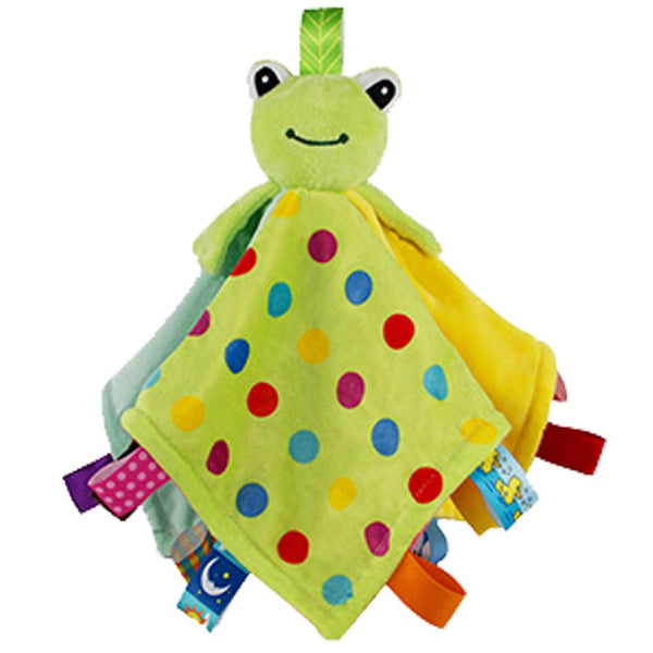 Toddler Taggy Security Blanket, Soft Plushy Cuddle Bud Blankie for Boys and Girls, Green Frog