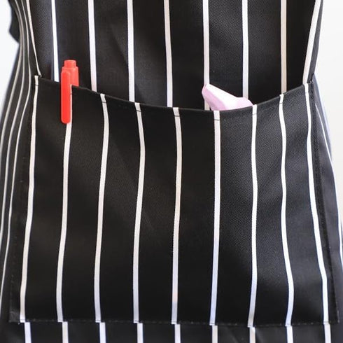 Kids Apron 2 Pack, Adjustable Strap with Pockets for Cooking, Art, Baking, Black Stripes
