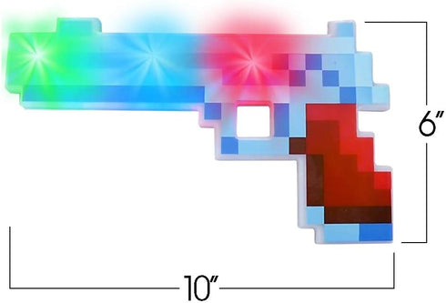 ArtCreativity 10 Inch Light Up Pixel Pistol Toy with Flashing LEDs - Video Game Party Supplies for Kids