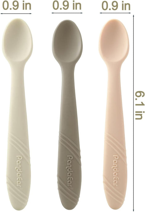 PandaEar 5 Pack Silicone Baby Spoons, Self Feeding 4-6 Months, Gentle for Baby Led Weaning, BPA-Free