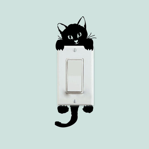 Harlorki Little Black Cat Wall Stickers, Light Switch Decor for Nursery
