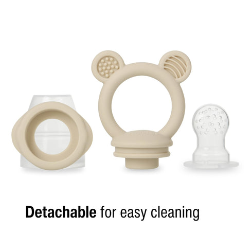 PandaEar 3 Pack Baby Fruit & Food Feeder Pacifier, Silicone Feeder with 3 Sizes Pouches, BPA-Free - Tan/Grey/Brown