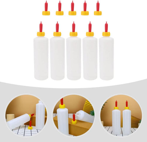 Goat Nipple and Bottles Set, 5 Sets Small Animal Milk Drink Pritchard Nipple for Goats, 400 ml Lamb Nursing Bottles