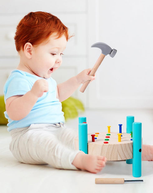 QZJVKBXY Hammer Wooden Baby Workbench Pounding Toy for Toddlers,STEM Educational Preschool Learning Toys for Kids.