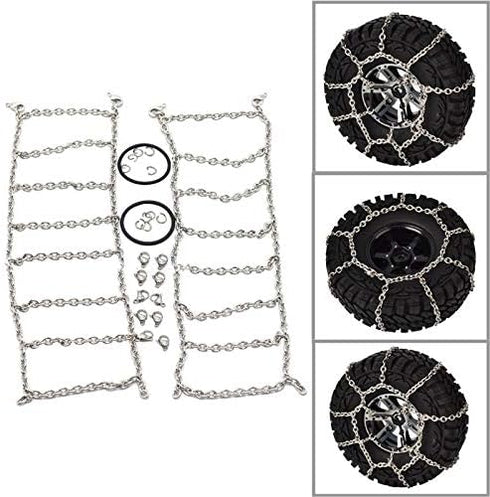 2Pcs Metal Snow Anti-Slip Tires, Steel Chain for 1/10 RC Rock Crawler TRX-4 TRX4 Axial SCX10