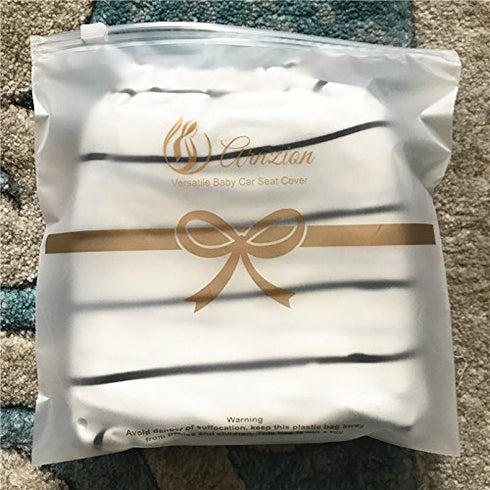 Multi-use Baby Car Seat Cover – Nursing Cover-Up for Breastfeeding, Canopy Cover, Stroller Covers (White with Black