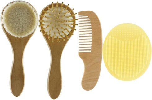 FUNNETOYU Infant Hair Brush Set for Newborns 4pcs Baby Hair Brush and Comb