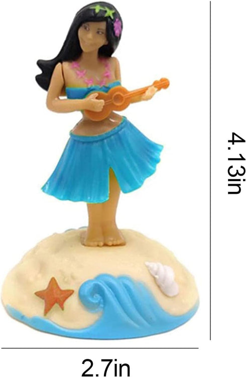 Solar Powered Dancing Figures Decoration - Hula Girl Shaking Head Ornaments for Car Dashboard Interior