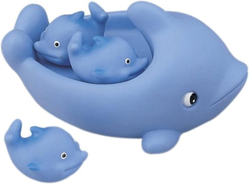Playmaker Toys Rubber Dolphin Family Set of 4 Baby Bath Toys