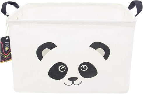 Rectangle Panda Storage Basket with Handles, Collapsible Canvas Toy Bin for Kids and Room Decor (PANDA)