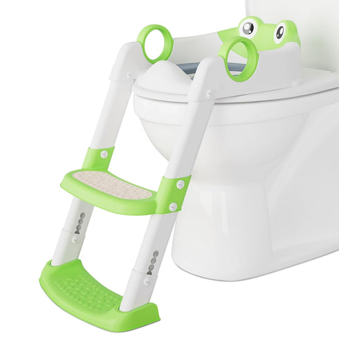 GAOMON Toddler Toilet Training Seat with Ladder Soft PU Cushion, Non-Slip Steps &