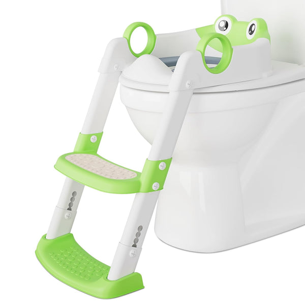 GAOMON Toddler Toilet Training Seat with Ladder Soft PU Cushion, Non-Slip Steps &