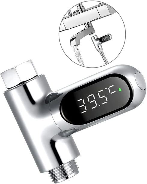 Lithx 360 0~100 Shower Thermometer, LED Digital Display Bath Water Thermometer Celsius Rotating Screen Baby Fahrenheit