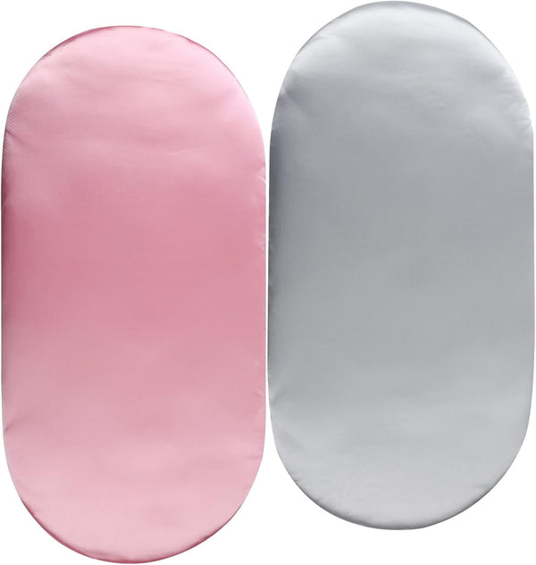 Tcmyyund Satin Bassinet Sheet Set 2 Pack Ultra Soft Silk Fit for Rectangle,