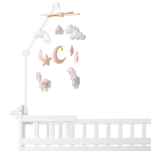 GlikCeil 27.17 Inches Wooden Baby Crib Mobile Arm Cloud Design Adjustable Baby Mobile Hanger for Crib Cot Bed Bassinet