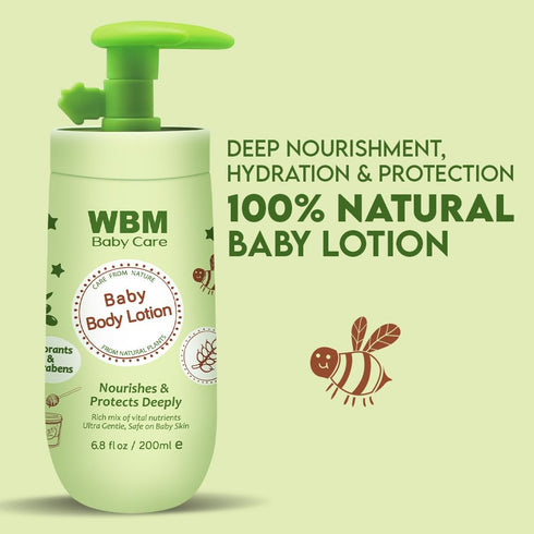6.8 oz WBM Care Baby Lotion | Nourishing face and body lotion enriched with natural honey and wheat germ oil, gentle