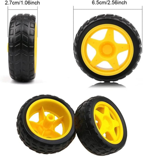 ThtRht 8 Pack 1:48 TT Motor Wheels Replacement Smart Car Robot Wheel Tyres Model Gear Spare Parts for Gearbox RC Chasis